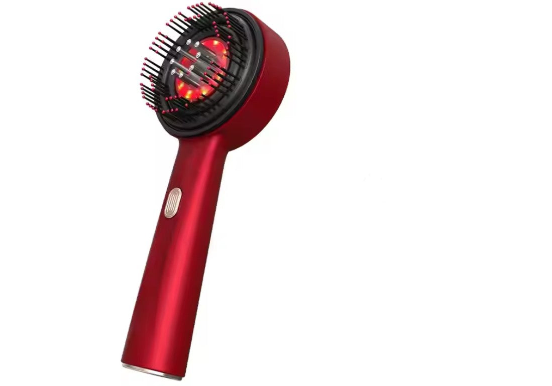 Brosse Massante Cuir Chevelu LED Rouge – Stimule la Pousse & Réduit la Chute