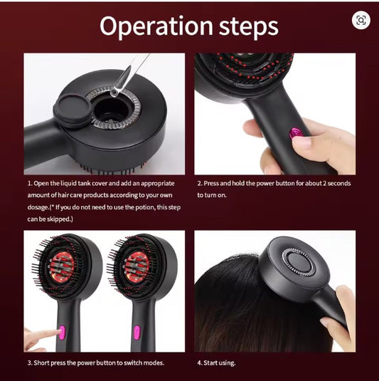 Brosse Massante Cuir Chevelu LED Rouge – Stimule la Pousse & Réduit la Chute