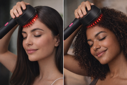 Brosse Massante Cuir Chevelu LED Rouge – Stimule la Pousse & Réduit la Chute